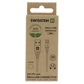 SWISSTEN dátový kábel USB - MICRO USB 1.2m biela (ECO BALENIE) (71504300ECO)