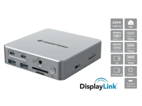 Conceptronic 15-in-1 strieborná / Dokovacia stanica / USB-C / 2x HDMI / 1x DisplayPort / 4K 60Hz / LAN / PD 100W (DONN25G)