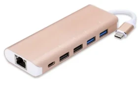 PremiumCord USB3.1 Gigabit RJ45 adaptér / húb 4x USB2.0 samica / 1x PD (8592220014094)