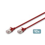 Digitus DK-1632-A-015S-R-10 RJ45 sieťové káble, prepojovacie káble CAT 6A 1.5 m červená 1 ks; DK-1632-A-015S-R-10