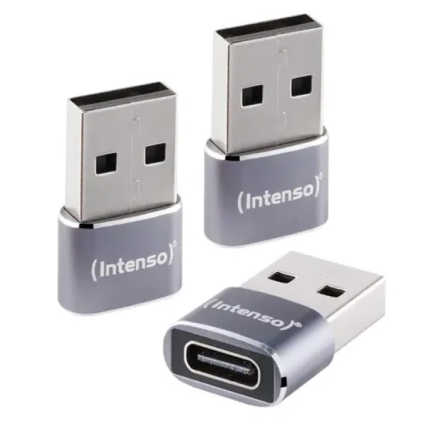 INTENSO C480A antracitová / Adaptér USB-C na USB-A / Hliníkové telo / 3 ks / USB 2.0 (7600013)