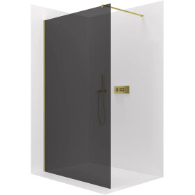 CERANO - Sprchová zástena Walk-in Onyx Cube Ľ/P - 8 mm - hranatá vzpera - zlatá, grafitové sklo - 60x200 CER-8050BD423