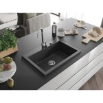 MEXEN MEXEN - Elix granitový drez 1-miska 700 x 500 mm, čierna kropenatá, sifón chróm 6526701005-76