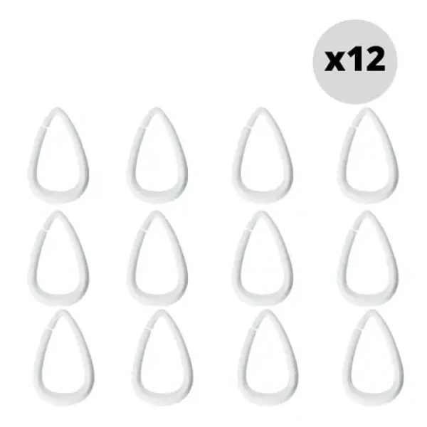 Spirella DROP sada 12 ks krúžkov na sprchové závesy biely / plast / priemer 5.5 x 3.5 cm (7610583147165)