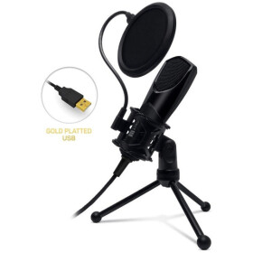 Connect IT YouMic CMI-8001-BK čierna / Stolný mikrofón + POP filter / nastaviteľný sklon / USB / 2.5 m (CMI-8001-BK)