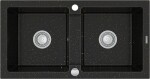 MEXEN MEXEN - Mario granitový drez 2-miska 820x436 mm, čierna / kovové zlato 6504822000-75