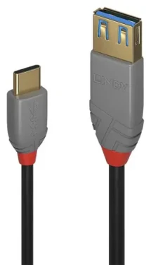 Lindy Anthra Line čierna / Adaptér / USB-C - USB-A / 0,15 m / USB 3.2 Gen 2 / 10 Gbit/s (36895)