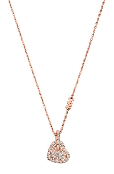 Michael Kors Pozlátený náhrdelník Srdce so zirkónmi Premium MKC1747CZ791 (retiazka, prívesok)