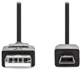 Nedis USB kábel USB-A - Mini-B 5pin čierny / Kábel USB / USB 2.0 / 1 m (CCGL60300BK10)