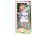 Mamido Lovely Girl Roztomilá bábika v bielych šatách s modrou mašľou 33 cm