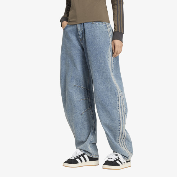 Kalhoty adidas High Rise Barrel Leg Denim Jeans Worn Blue Denim 28/30