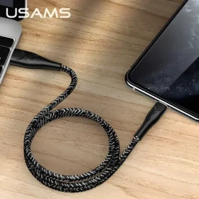 USAMS SJ391 U41 čierna / Dátový kábel / Lightning / opletený / 1 m / 2A (SJ391USB01)