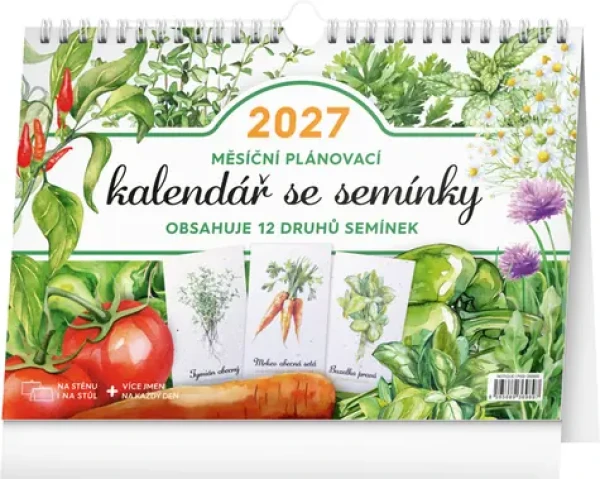 NOTIQUE Mesačné plánovacie so semienkami 2027 / Stolový kalendár / 30 × 21 cm