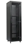 Xtendlan 47U/600x600 čierny / Stojanový rozvádzač / 19" / perforované dvere a chrbát (PER-47U-66-BLACK-P)