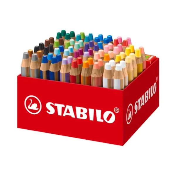 STABILO® Woody 3 in 1 - 76 ks box so 4 strúhadlami - 24 rôznych farieb (880/76-01)