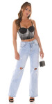 Sexy Koucla Crop Topwith glitter chains white