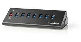 Nedis USB hub 8 portov / USB hub / QC3.0 / USB 3.2 Gen 1 / 5 Gbps / sieťové napájanie (UHUBUP3810BK)