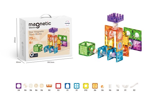 Mamido Mamido Magnetická stavebnica s guľôčkovou dráhou 73 dielov Diamond MT1501
