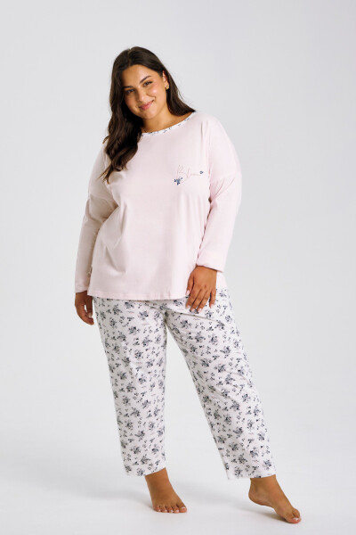 3466 DÁMSKE DLHÉ PYŽAMO ELLA 4XL-6XL Růžová 6XL