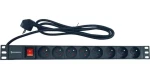 Conexpro 19" rozvodný panel 8x230V čierna / Rozvodný panel / 16A / hliníkový / kábel 1,4m (PDU-8FR-BK)