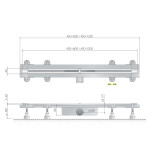 Omp Tea - SUMISURA podlahový žľab s roštom z nerezové oceli, L-450-1230, DN50 983.401.8