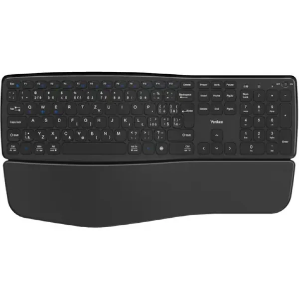 YENKEE YKB 2100 CSBK WL SWIFT čierna / bezdrôtová klávesnica / ergonomická / 2.4 GHz + Bluetooth 5.0 / USB-C (45025599)