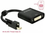 DeLock Adaptér mini Displayport 1.2 samec so skrutkami DVI samica 4K aktívny / čierny (62639)