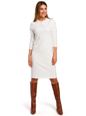 Model 18002179 Svetrové šaty s dlouhými rukávy ecru barva EU XXL - STYLOVE