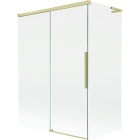 MEXEN/S - Rox L vaňová zástena 2-krídlová posuvná 120 + 70 x 150, transparent, zlatá kartáčovaná 8C9L-120-070-55-00
