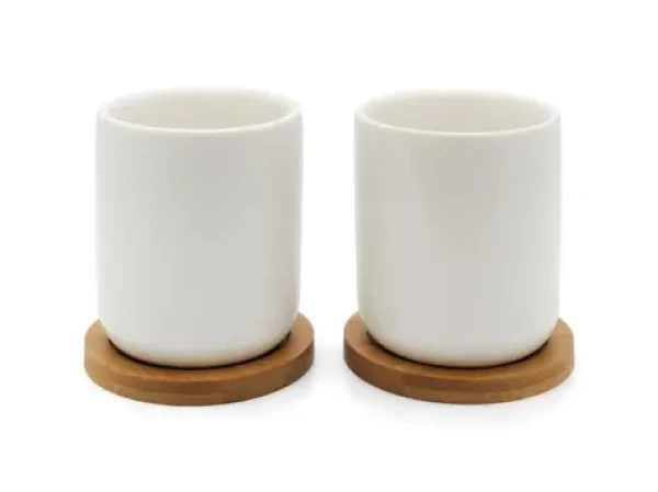 Bredemeijer Bamboo-Coaster Sada hrnčekov s bambusovými podtáckami / 2 ks / keramika / 200 ml (142013)