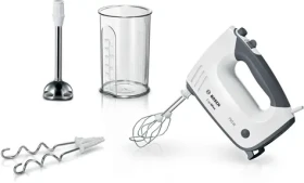 BOSCH MFQ37470 bielo-čierna / Ručný mixér / 750 W / 5 rýchlostí / turbo / metly a hnetacie háky (MFQ37470)