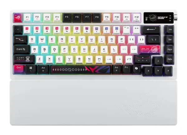 Asus ROG Azoth X biela, CH layout / Klávesnica / 75% / Hot-swap / OLED displej / Tri-Mode (90MP044F-BKWA30)