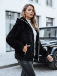 Dámska kožušinová bunda s kapucňou čierna FashionStreet TY5271 M