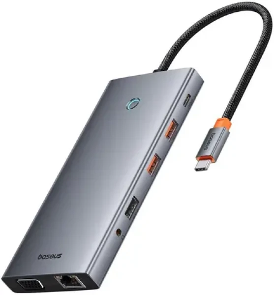 Baseus PortalJoy 13v1 šedá / Dokovacia stanica / 2x HDMI / DisplayPort / VGA / USB-A 3.1 / USB-C PD / RJ45 (B00053002811-01)