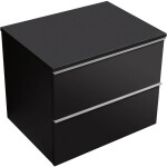 CERANO - Kúpeľňová skrinka Velora - čierna matná, úchytka chrómová + doska pod umývadlo Navira Slim - 18 mm - 60x54,8x46,5 CER-664777