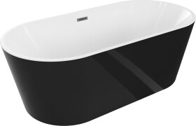 MEXEN/S - Luna vaňa voľne stojaca 160 x 75, biela/čierna, sifón a prepad grafit kartáčovaná 52031607575-66