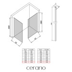 CERANO - Sprchová zástena Walk-in Crystal TL/P - 10 mm - bezvzperový systém + polička/držiak na uteráky - čierna matná, transparentné sklo - 160x160x200 CER-8050BD81863