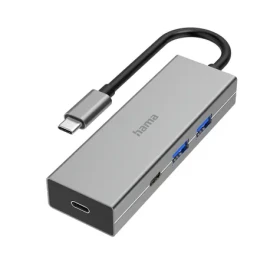 HAMA USB-C húb sivá / 4 porty / 2x USB-A + 2x USB-C / USB 3.2 Gen1 / 5 Gb/s (002001360000)