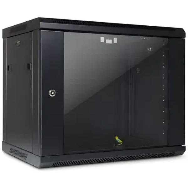 Inter-tech SMA-6409 čierna / Nástenný rozvádzač / 19" / 9U / 600x450 mm / sklenené dvere / aktívne chladenie (88887253)