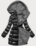 Čierna obojstranná dámska metalická bunda (b8070-1) odstíny černé XXL (44)