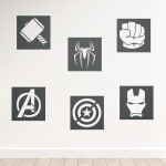 Veselá Stena Samolepka Znaky Avengers sada Farba: žlutá, Veľkosť: 40 x 58 cm