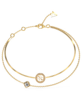 Guess Dvojitý pozlátený náramok 4G Crush JUBB04160JWYG 18,5 cm