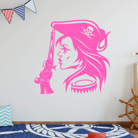 Veselá Stena Samolepka Hlava Pirátky Farba: růžová, Veľkosť: 60 x 60 cm