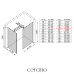 CERANO - Sprchová zástena Walk-in Onyx TL/P - 8 mm - hranatá vzpera - čierna matná, transparentné sklo - 90x70x200 CER-8050BD2915