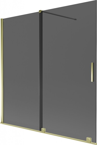 MEXEN/S - Velar dvojkrídlová posuvná vaňová zástena 160 x 150, grafit, zlatá 896-160-000-41-50