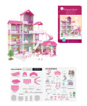 Mamido Mamido Domček pre bábiky so svetlami LED a dvoma bábikami 312 dielikov ružový MT1584