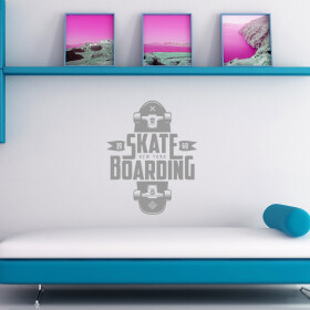 Veselá Stena Samolepka Skateboarding Farba: šedá, Veľkosť: 40 x 32 cm