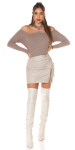 Sexy KouCla ripp jumper with cut out & rhinestones KHAKI Einheitsgroesse