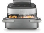 Philips Ovi Dual 5000 Ultra Megabasket NA565/02 strieborná / Teplovzdušná fritéza / Dvojitý kôš / 2750 W / 9,5 l (NA565/02)