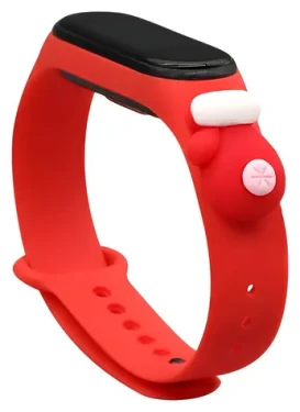 Hurtel Vianočný remienok s rukavičkou pre XIAOMI Mi Band 5/6 červená / Remienok / Silikónový / Vianočný motív